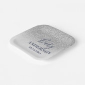 Sparkle Shower: Blue & Silver Baby Celebration Papieren Bordje (Gebogen)