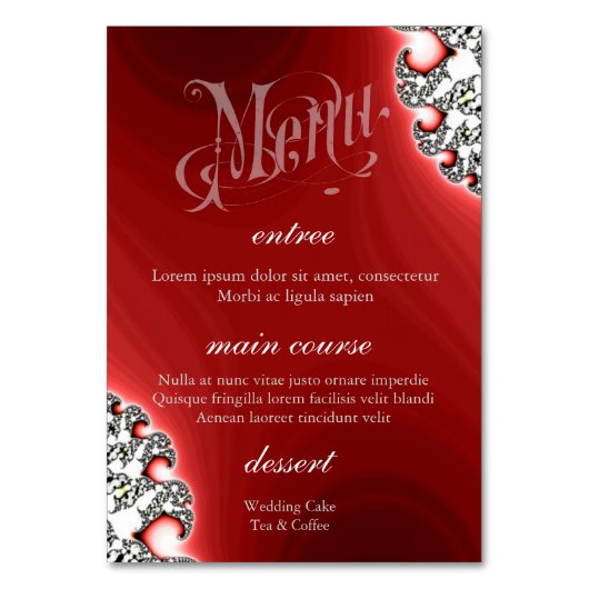 Sparkle Sieraden Rood Trouwmenu+Tafel Kaart (Achterkant)