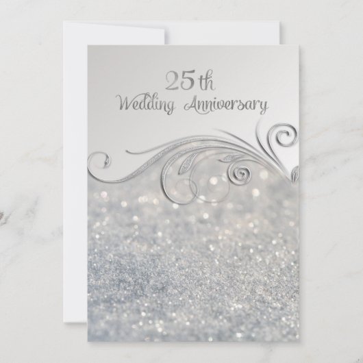 Sparkle Silver 25e huwelijksjubileum Kaart (Voorkant)