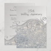 Sparkle Silver 25e huwelijksjubileum Kaart (Voorkant / Achterkant)