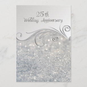 Sparkle Silver 25th Wedding Jubileum Kaart