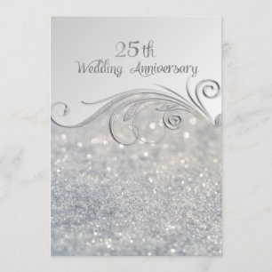 Sparkle Silver 25th Wedding Jubileum-ver2 Kaart