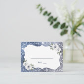 Sparkle Silver Blue Glitter en Bloemen Huwelijk Plaatskaartje (Staand voorkant)