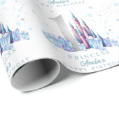 Sparkle Silver Frozen Kingdom Castle 1e verjaardag Cadeaupapier (Rol Hoek)