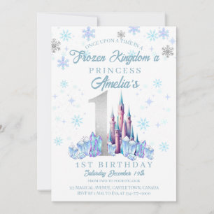 Sparkle Silver Frozen Kingdom Castle 1e verjaardag Kaart