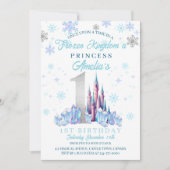 Sparkle Silver Frozen Kingdom Castle 1e verjaardag Kaart (Voorkant)