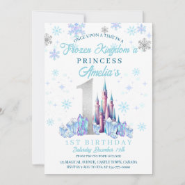 Sparkle Silver Frozen Kingdom Castle 1e verjaardag Kaart