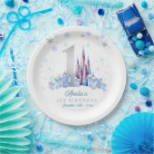 Sparkle Silver Frozen Kingdom Castle 1e verjaardag Papieren Bordje (Feest)
