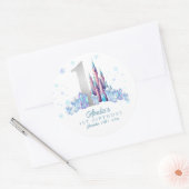 Sparkle Silver Frozen Kingdom Castle 1e verjaardag Ronde Sticker (Envelop)