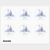 Sparkle Silver Frozen Kingdom Castle 1e verjaardag Ronde Sticker (Vel)