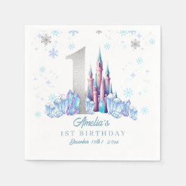 Sparkle Silver Frozen Kingdom Castle 1e verjaardag Servet
