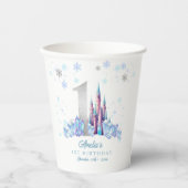 Sparkle Silver Frozen Kingdom Kasteel 1e Verjaarda Papieren Bekers (Voorkant)