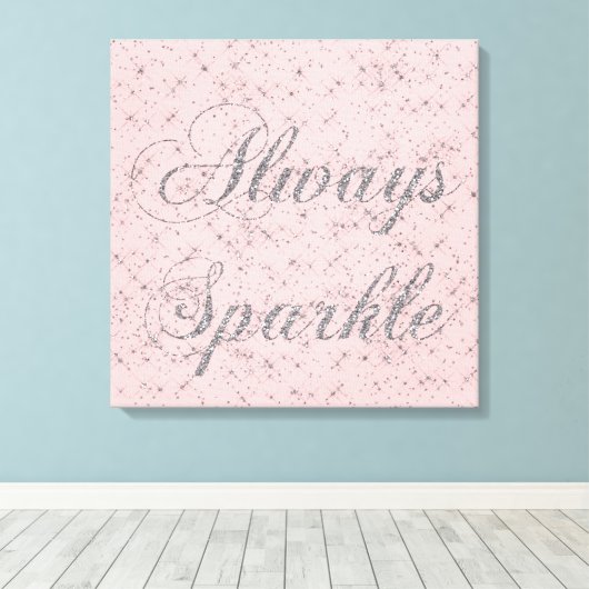 Sparkle Silver Glitter Canvas Afdruk (Insitu (Houten vloer))