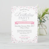 Sparkle Silver Glitter en Pink Sprinkles Birthday Kaart (Staand voorkant)