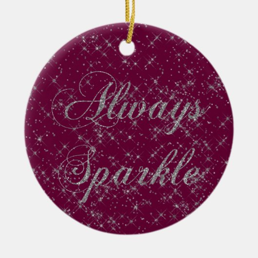 Sparkle Silver Glitter Keramisch Ornament (Voorkant)