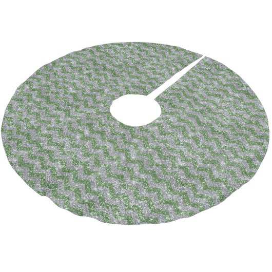 Sparkle Silver Green Glitter Chevron Stripes Xmas Kerstboom Rok (Gekanteld)