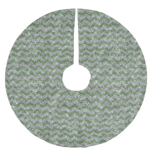 Sparkle Silver Green Glitter Chevron Stripes Xmas Kerstboom Rok (Voorkant)
