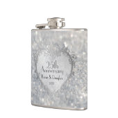 Sparkle Silver Heart 25th Wedding Jubileum Heupfles (Links)