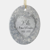 Sparkle Silver Heart 25th Wedding Jubileum Keramisch Ornament (Rechts)