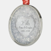 Sparkle Silver Heart 25th Wedding Jubileum Metalen Ornament (Links)