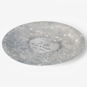 Sparkle Silver Heart 25th Wedding Jubileum Papieren Bordje (Gekanteld)