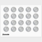 Sparkle Silver Heart 25th Wedding Jubileum Ronde Sticker (Vel)