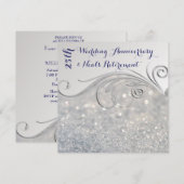 Sparkle Silver-IndigoText 25e trouwdag Kaart (Voorkant / Achterkant)