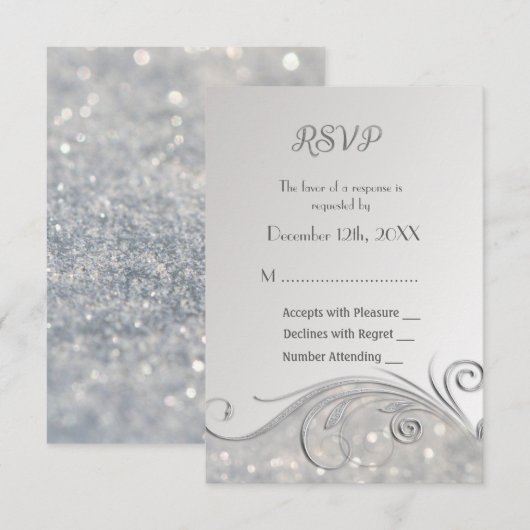 Sparkle Silver RSVP 25e Jubileum Kaartje (Voorkant / Achterkant)