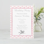Sparkle SILVER Unicorn WHITE PINK PATTERN BIRTHDAY Kaart (Staand voorkant)