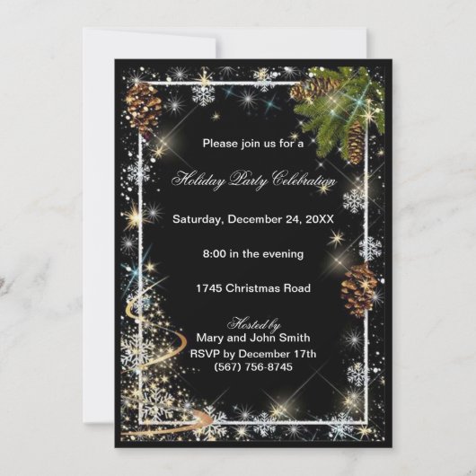 Sparkle Sneeuwvlokken Pine Cones Kerstfeest Kaart (Voorkant)