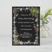 Sparkle Sneeuwvlokken Pine Cones Kerstfeest Kaart (Staand voorkant)