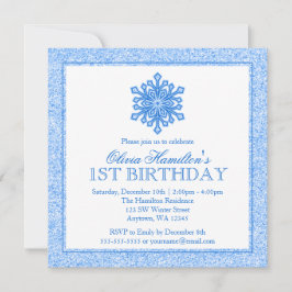 Sparkle Snowflake Blue 1st Birthday Kaart