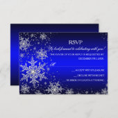 Sparkle Snowflake Blue Christmas Party RSVP (Voorkant / Achterkant)