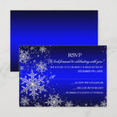 Sparkle Snowflake Blue Christmas Party RSVP Kaartje (Voorkant / Achterkant)