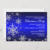 Sparkle Snowflake Blue Kerstparty nodigt uit Kaart (Voorkant)