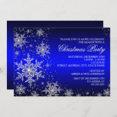Sparkle Snowflake Blue Kerstparty nodigt uit Kaart (Voorkant / Achterkant)
