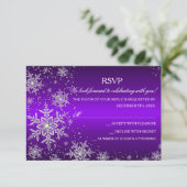 Sparkle Snowflake Paarse Kerstfeest RSVP (Staand voorkant)