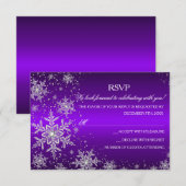 Sparkle Snowflake Paarse Kerstfeest RSVP Kaartje (Voorkant / Achterkant)