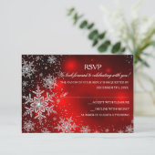 Sparkle Snowflake Red Christmas Party RSVP (Staand voorkant)