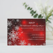 Sparkle Snowflake Red Christmas Party RSVP Kaartje (Staand voorkant)
