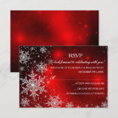 Sparkle Snowflake Red Christmas Party RSVP Kaartje (Voorkant / Achterkant)