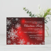 Sparkle Snowflake Red Kerstparty nodigt uit Kaart (Staand voorkant)