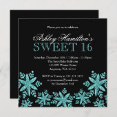 Sparkle Snowflakes Blauwgroen Sweet 16 Winter Wond Kaart (Voorkant / Achterkant)