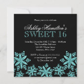 Sparkle Snowflakes Blauwgroen Sweet 16 Winter Wond Kaart (Voorkant)