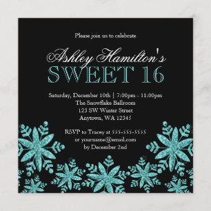Sparkle Snowflakes Blauwgroen Sweet 16 Winter Wond Kaart