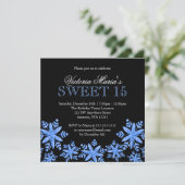 Sparkle Snowflakes Blue Sweet 15 Winter Wonderland Kaart (Staand voorkant)