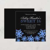 Sparkle Snowflakes Blue Sweet 16 Winter Wonderland Kaart (Voorkant / Achterkant)