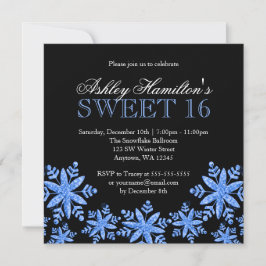 Sparkle Snowflakes Blue Sweet 16 Winter Wonderland Kaart