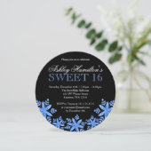 Sparkle Snowflakes Blue Sweet 16 Winter Wonderland Kaart (Staand voorkant)