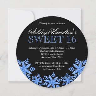 Sparkle Snowflakes Blue Sweet 16 Winter Wonderland Kaart